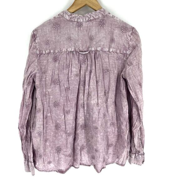 Pilcro Anthropologie Shirt Size XS Whitney Lavender Button Down Embroidered Top - Picture 5 of 8